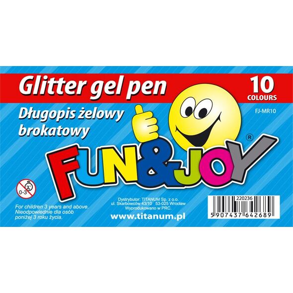 Titanum Długopis żelowy Fun&Joy brokatowy 10 kolorów (mix) (FJ-MR10)
