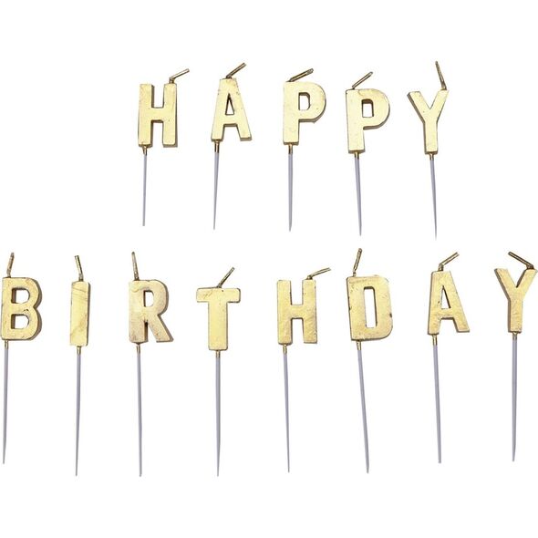 AMSCAN Zestaw świeczek na pikerach Happy Birthday złote - 1 kpl. uniwersalny