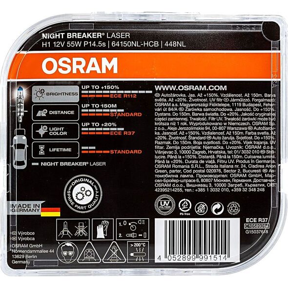 Osram OSRAM autožárovka H1 NIGHT BREAKER® LASER 12V 55W P14,5s (Duo-Box)