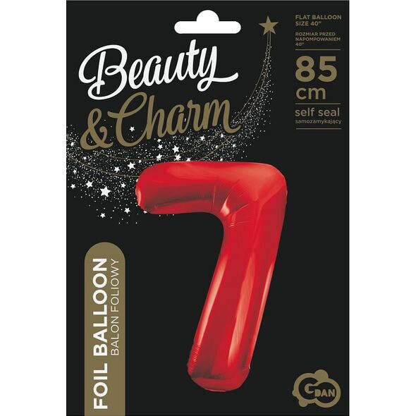 GoDan Balon foliowy Cyfra 7 czerwona, 85cm