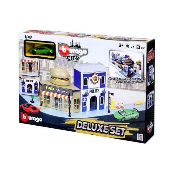 Bburago City Deluxe Set 4 Policja ulica burger (GXP-755422)