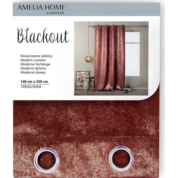 AmeliaHome AMELIAHOME ZASŁONA BLACKOUT VERAS WINE 140x250