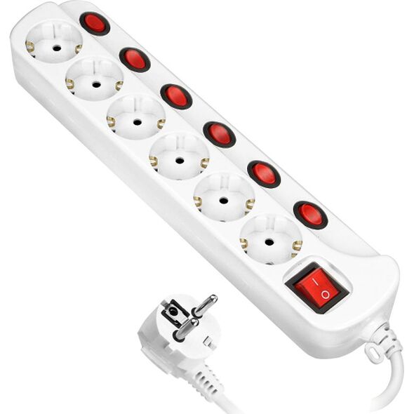 Listwa zasilająca Orno Multiswitch przeciwprzepięciowa 6 gniazd 1.5 m biała (ORAE13162(GS)/1,5M)
