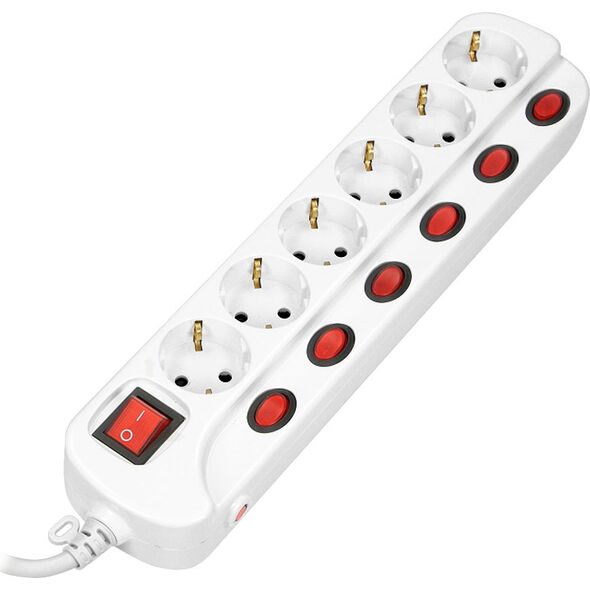 Listwa zasilająca Orno Multiswitch przeciwprzepięciowa 6 gniazd 1.5 m biała (ORAE13162(GS)/1,5M)