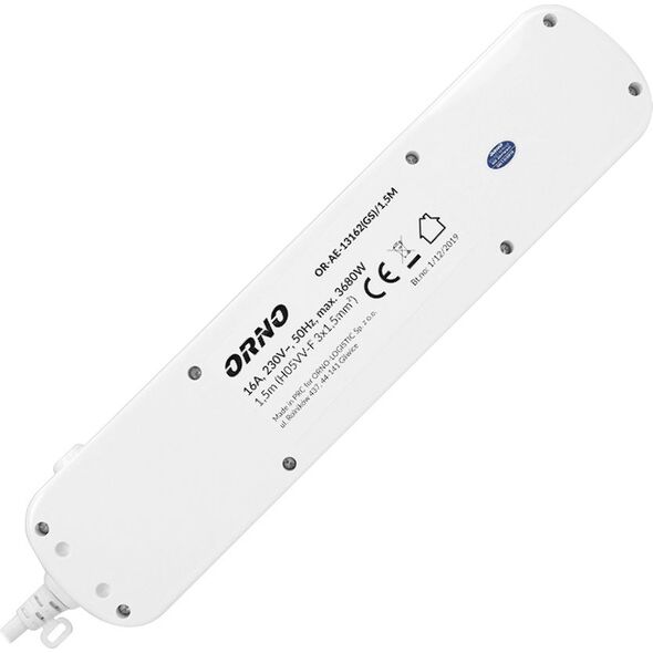 Listwa zasilająca Orno Multiswitch przeciwprzepięciowa 6 gniazd 1.5 m biała (ORAE13162(GS)/1,5M)