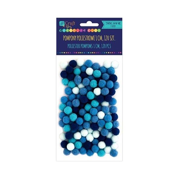 DP Craft Pompony poliestrowe DPCRRAFT 1cm mix niebieski 120szt. Dalprint