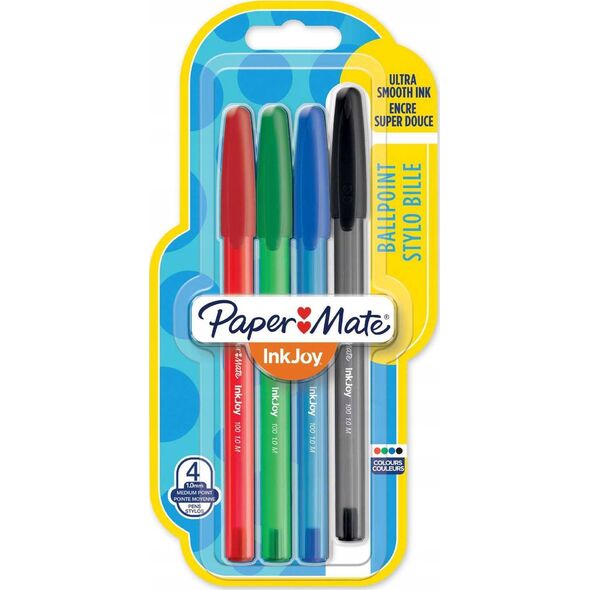 Paper Mate PAPER MATE Kugelschreiber InkJoy 100 Kappe 4er M 1,0mm Blister 10034720 3501179567181