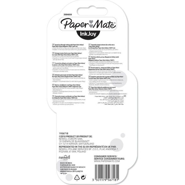 Paper Mate PAPER MATE Kugelschreiber InkJoy 100 Kappe 4er M 1,0mm Blister 10034720 3501179567181