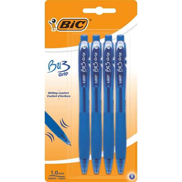 Bic DŁUGOPIS NIEBIESKI BIC BU3 GRIP 4SZT BLISTER