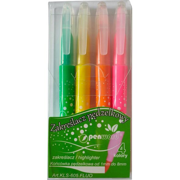 Polsirhurt Zakreślacz pędzelkowy 605-4 Fluo 4 kolory
