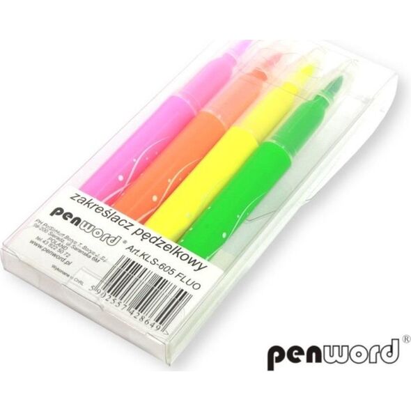 Polsirhurt Zakreślacz pędzelkowy 605-4 Fluo 4 kolory