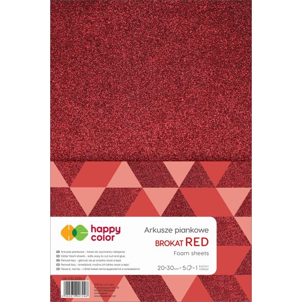 Happy Color Pianka Happy Color brokatowa 20x30 cm 5 ark Czerwony