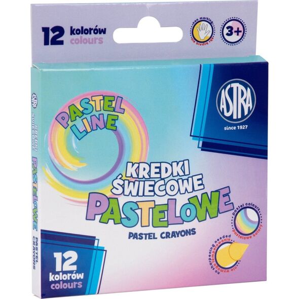 Astra Kredki świecowe PASTELOWE 12 kolorów Astra
