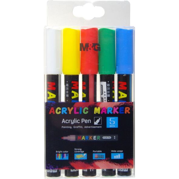 M&G Markery akrylowe 1-2mm zestaw 5 szt M&G