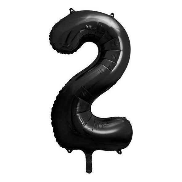 Party Deco BALON FOLIOWY CYFRA 2 CZARNY 86CM