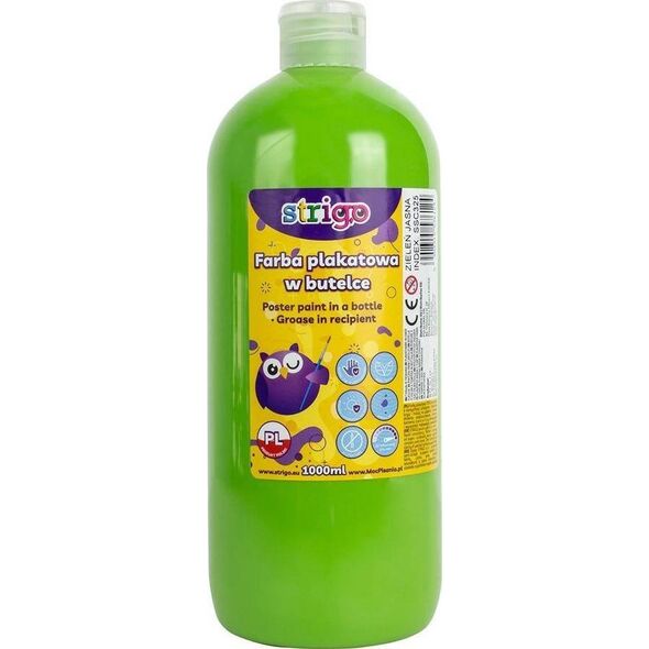 Strigo Farba plakatowa STRIGO w butelce, 1000 ml jasnozielona