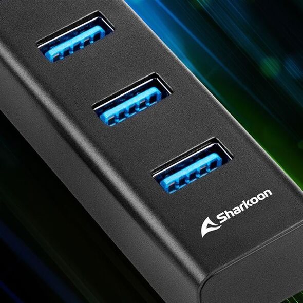 HUB USB Sharkoon Aluminium 4x USB-A 3.2 Gen1 (4044951037582)
