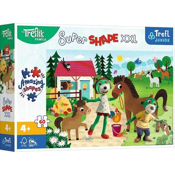Trefl Puzzle 60el XXL Trefliki w stadninie koni 50031 Trefl