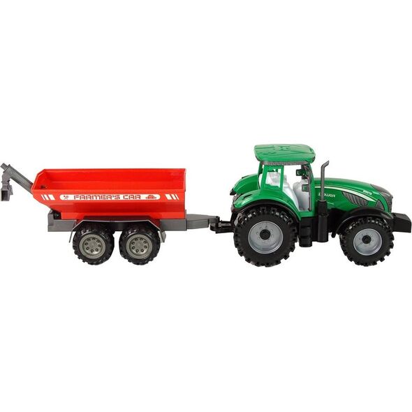 LeanToys Zielony Traktor z Czerwoną Przyczepką Napęd Frykcyjny