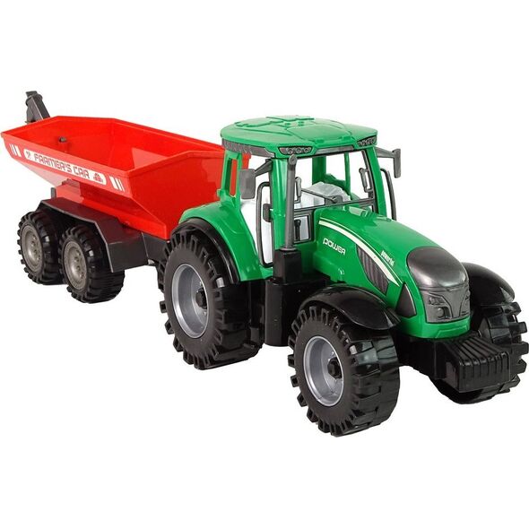 LeanToys Zielony Traktor z Czerwoną Przyczepką Napęd Frykcyjny