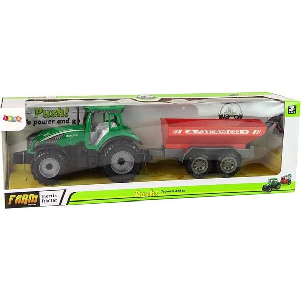 LeanToys Zielony Traktor z Czerwoną Przyczepką Napęd Frykcyjny