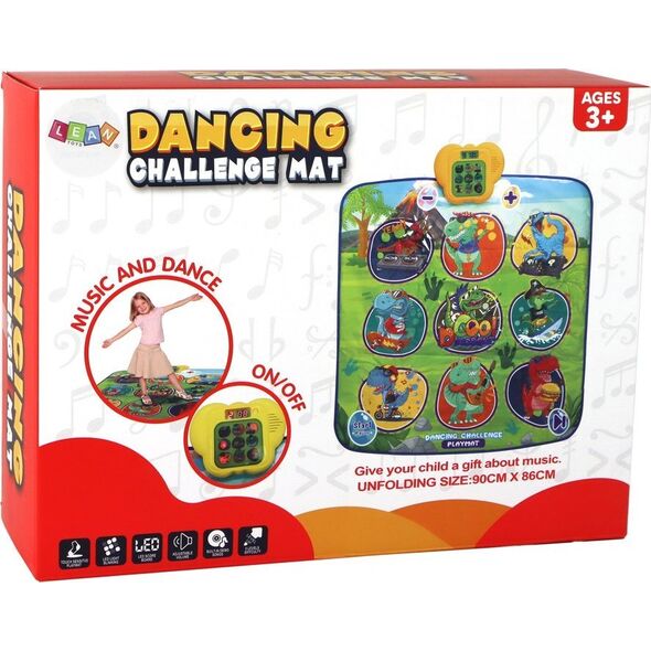 LeanToys Mata Do Tańczenia Z Motywem Dinozaurów 90cm x 86cm