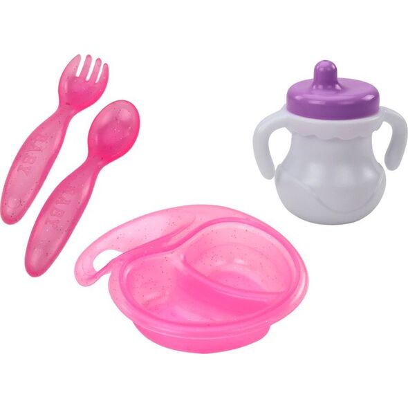 LeanToys Lalka Bobas Opaska Akcesoria Do Karmienia Różowa
