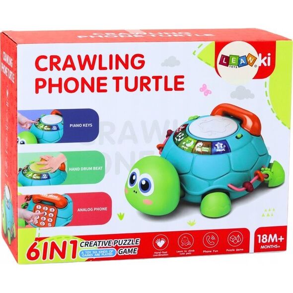 LeanToys Interaktywny Żółw Edukacyjny Telefon 6w1 Światła Dźwięki Zielony
