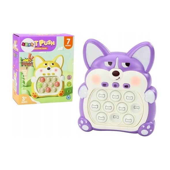 LeanToys Gra Zręcznościowa Konsola Pop-It Lisek 7 Trybów Gry Fioletowy Sensoryczna