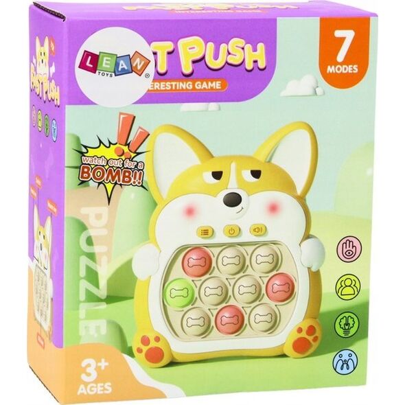 LeanToys Gra Zręcznościowa Konsola Pop-It Lisek 7 Trybów Gry Fioletowy Sensoryczna
