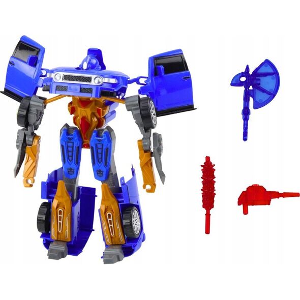 LeanToys Robot Auto 2w1 Transformacja Akcesoria Broń Niebieski