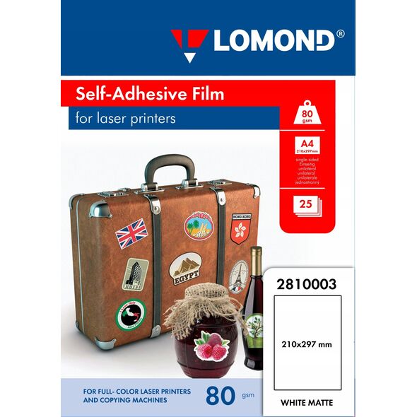 Lomond Lomond PET Laserjet Film Self Adhesive White-coated Matte A4, 25 sheets