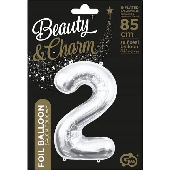 GoDan Balon foliowy B&C cyfra 2 srebrna 85cm