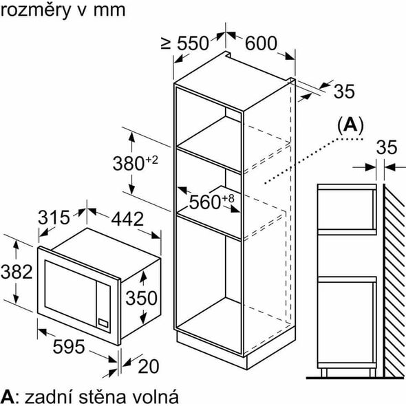 Kuchenka mikrofalowa Bosch Bosch Serie 2 BFL623MB3 vestavná mikrovlnná trouba, 800 W, 5 stupňů výkonu, LED displej, černá