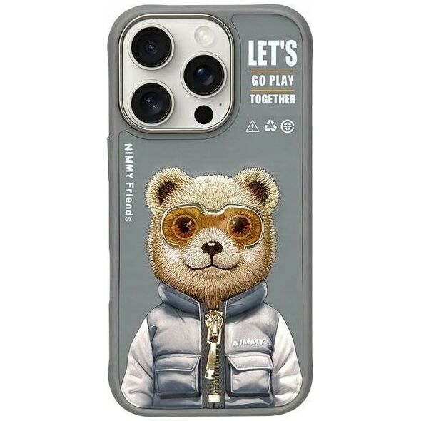 Nimmy iPhone 16 Pro 6.3" case gray/grey Cool&Cute 2.0 Bear