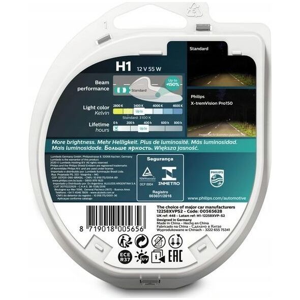 Philips Philips H1 X-treme Vision Pro 150% duo 2szt/kpl uniwersalny