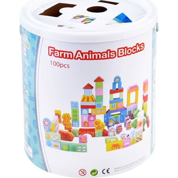 Jokomisiada Kolorowe Klocki drewniane sorter farma 100e ZA3565 (ZA3565) - 183433