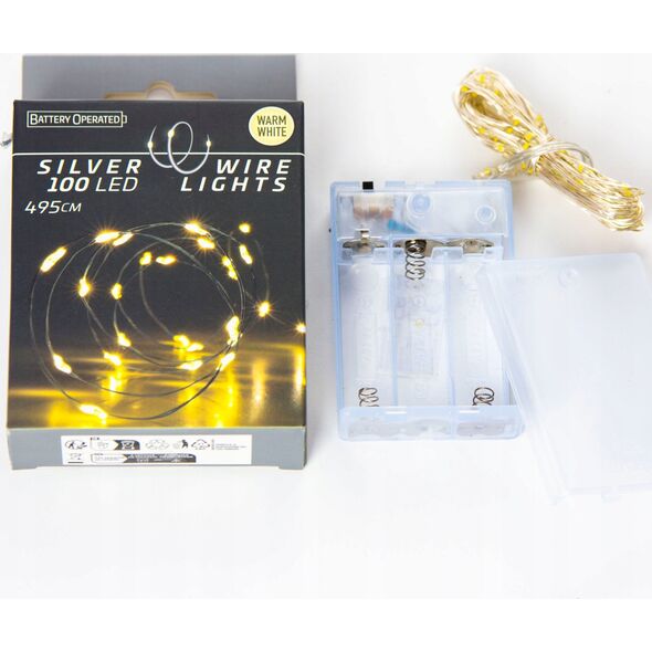 Lampki choinkowe Christmas decoration LAMPKI DRUCIKI NA BATERIE GIRLANDA 100 LED CIEPŁY BIAŁY