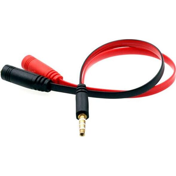 Kabel Mozos Jack 3.5mm - Jack 3.5mm x2 0.2m czerwony (ASM-1)