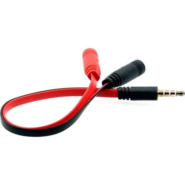 Kabel Mozos Jack 3.5mm - Jack 3.5mm x2 0.2m czerwony (ASM-1)