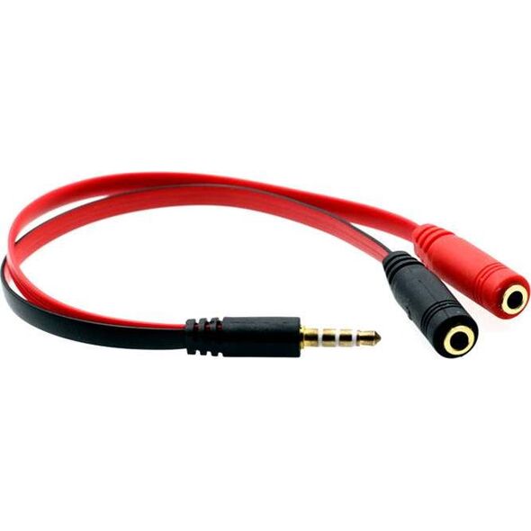 Kabel Mozos Jack 3.5mm - Jack 3.5mm x2 0.2m czerwony (ASM-1)