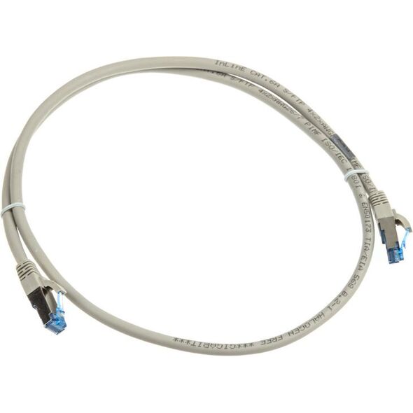 InLine Patch kabel sieciowy Cat.6A, S/FTP (PiMf), 500MHz, szary, 1m (76811)