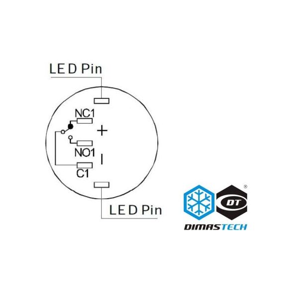 DimasTech Przycisk LED 16mm Żółty (PD030)