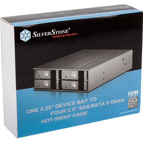 Kieszeń SilverStone na 4x 2.5" HDD / SSD, 5.25", SATA3 (SST-FS204B)