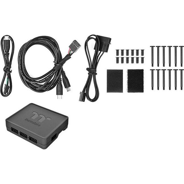 Wentylator Thermaltake Riing Quad 14 RGB  3-pack + Hub Czarne (CL-F089-PL14SW-A)