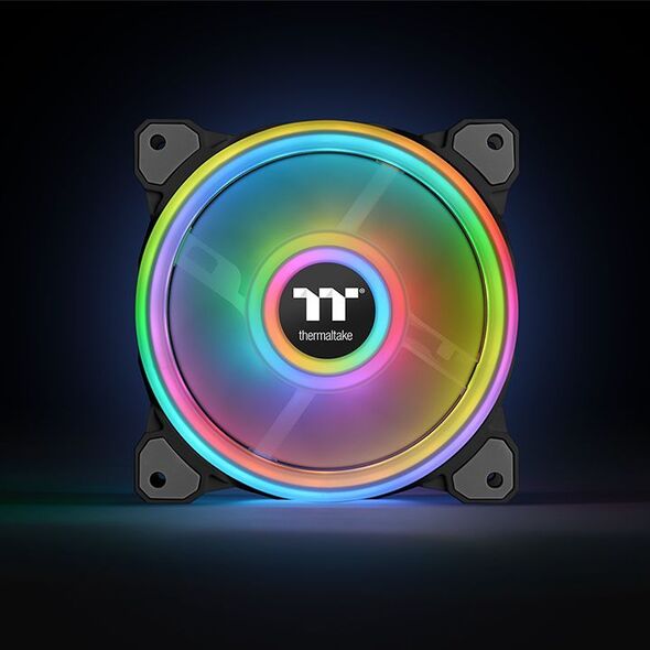 Wentylator Thermaltake Riing Quad 14 RGB  3-pack + Hub Czarne (CL-F089-PL14SW-A)