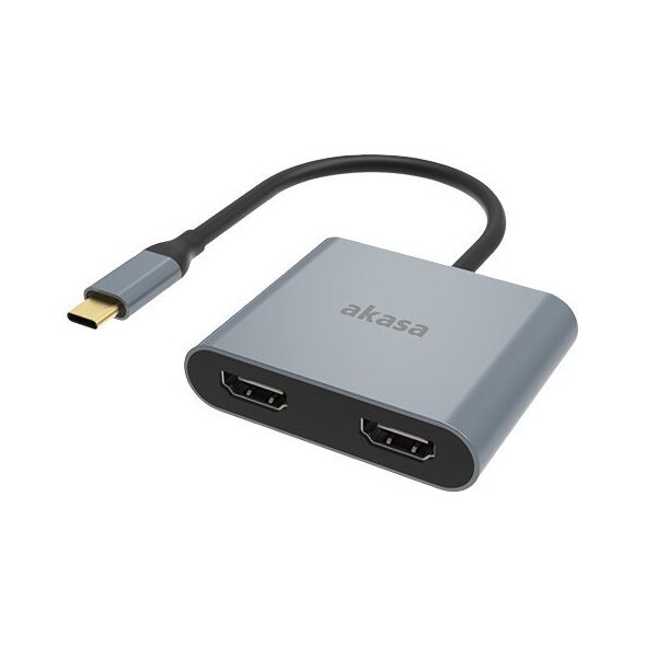 Stacja/replikator Akasa USB-C - HDMI x2 Szary  (AK-CBCA26-18BK)