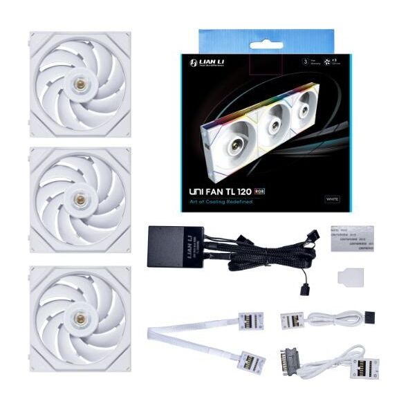 Wentylator Lian Li Uni Fan TL 120mm Biały 3-pack + Hub (12TL3W)