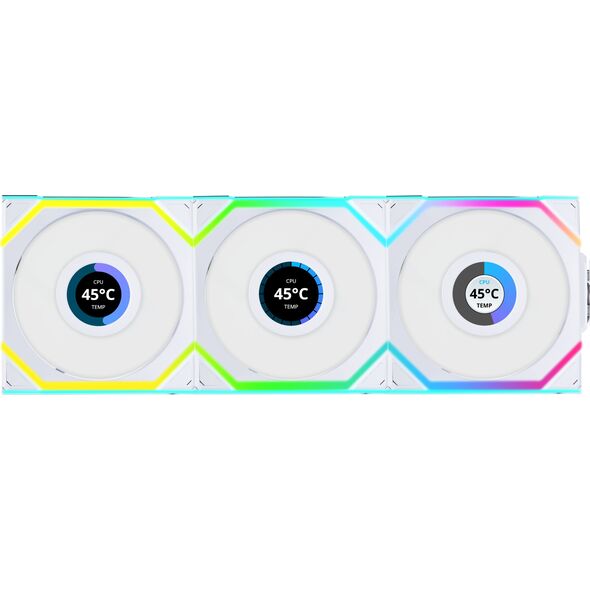 Wentylator Lian Li UNI FAN SL Wireless LCD 120 3-pack biały (12SLLCD1W3W)