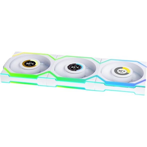 Wentylator Lian Li UNI FAN SL Wireless LCD 120 Reverse Blade 3-pack biały (12RSLLCD1W3W)